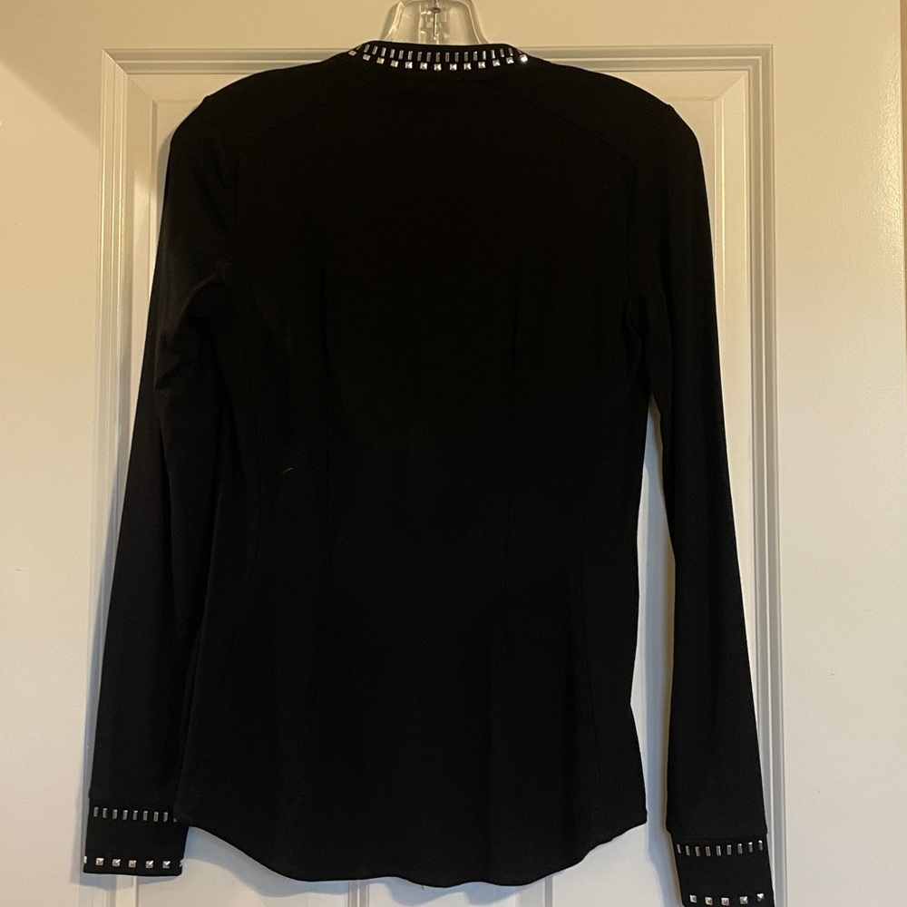 Cache Black Blouse Jacket With Silver Stud Accents - image 4